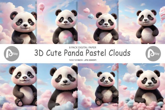 Download Digital Paper 3D Cute Panda Pastel - Premium Resources
