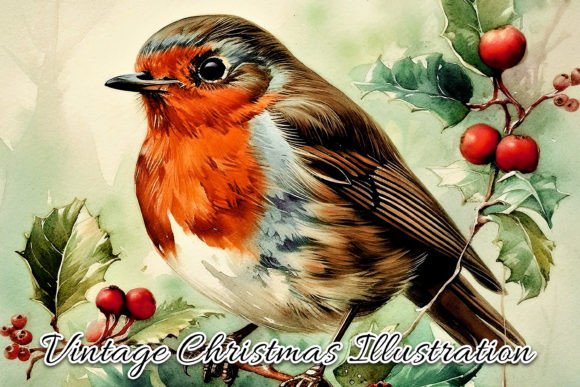 Download Vintage Christmas Card Illustration VI - Christmas card illustration Collection