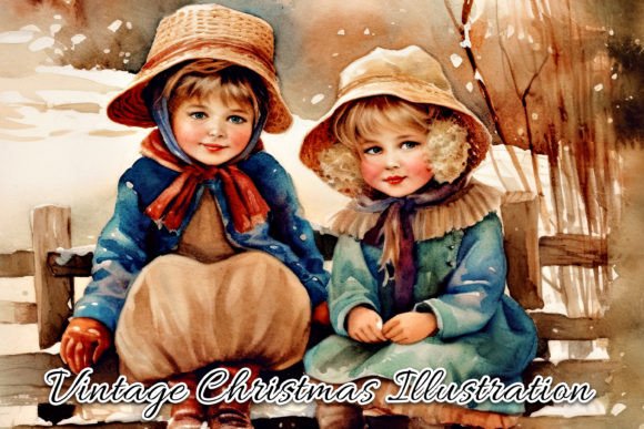 Download Vintage Christmas Card Illustration III - Christmas card illustration Collection