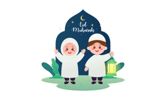Download Eid Mubarak with Cute Kids Cartoon - Eid mubarak Collection