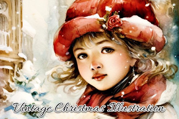Download Vintage Christmas Card Illustration VII - Christmas card illustration Collection