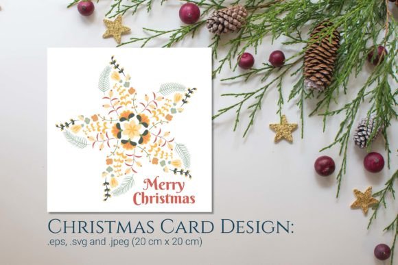 Download Snow Christmas Card Design with Folk Art - Premium Bundle