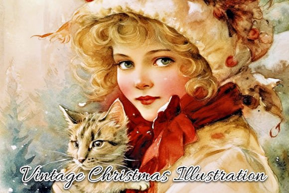 Download Vintage Christmas Card Illustration VIII - Christmas card illustration Collection