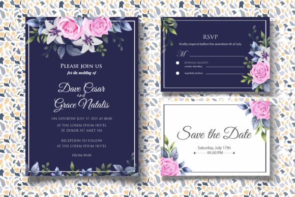 Download Hand Drawing Botanical Wedding Card Set - Botanical wedding Collection