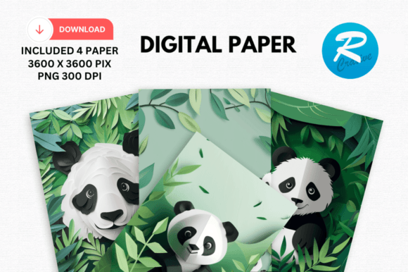 Download Watercolor Cute Panda Digital Paper - Cute panda digital paper Collection