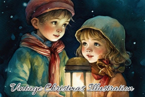 Download Vintage Christmas Card Illustration II - Christmas card illustration Collection