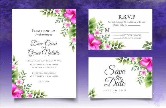 Download Hand Drawing Botanical Wedding Card Set - Botanical wedding Collection