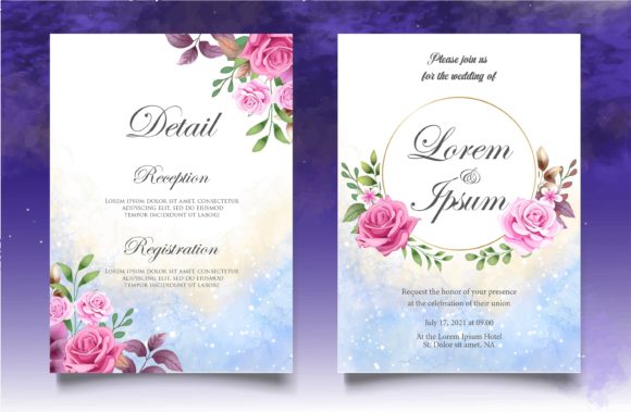 Download Hand Drawing Botanical Wedding Card Set - Botanical wedding Collection