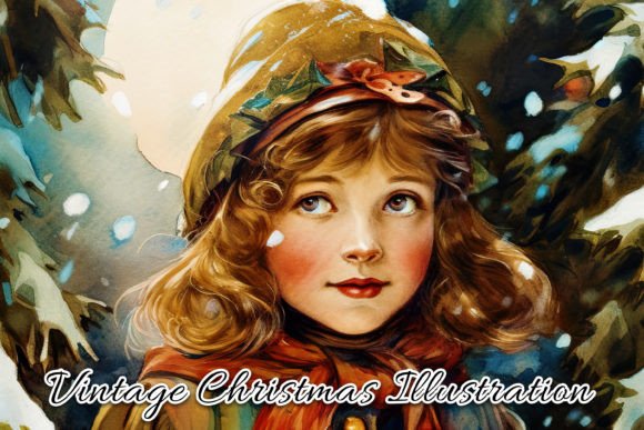 Download Vintage Christmas Card Illustration IV - Christmas card illustration Collection