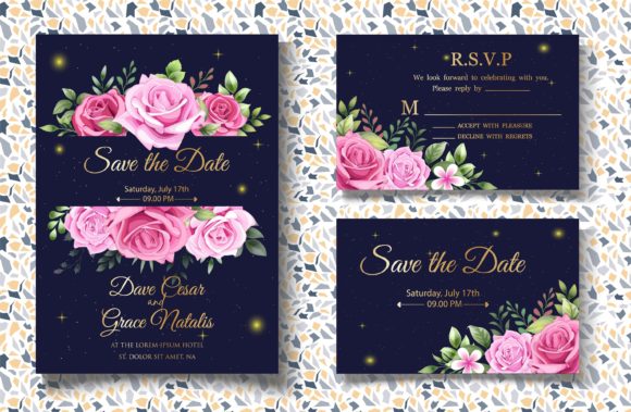Download Hand Drawing Botanical Wedding Card Set - Botanical wedding Collection