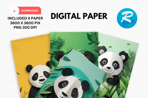 Download Watercolor Cute Panda Digital Paper - Cute panda digital paper Collection