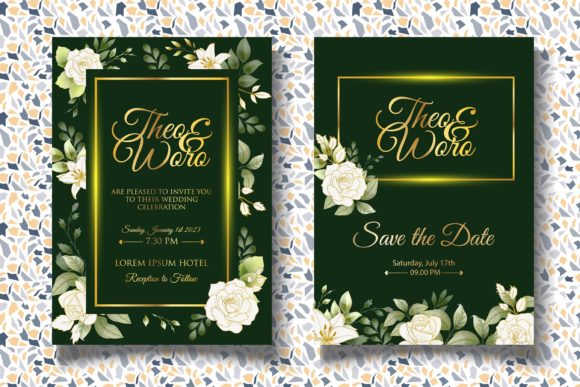 Download Hand Drawing Botanical Wedding Card Set - Botanical wedding Collection