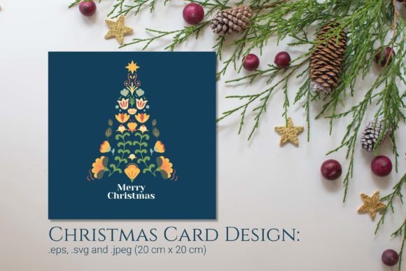 Download Christmas Tree Card with Folk Art Motifs - Premium Resources