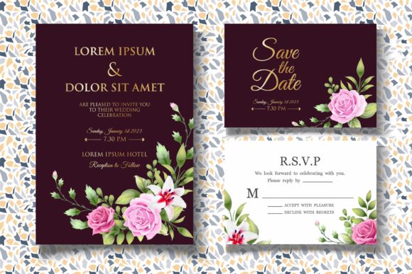 Download Hand Drawing Botanical Wedding Card Set - Botanical wedding Collection