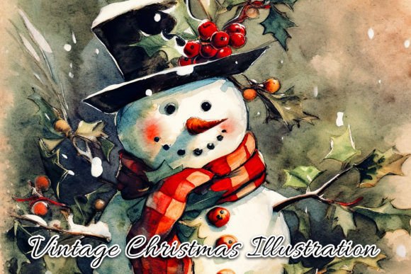 Download Vintage Christmas Card Illustration V - Christmas card illustration Collection