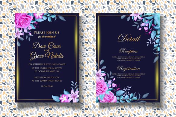 Download Hand Drawing Botanical Wedding Card Set - Botanical wedding Collection